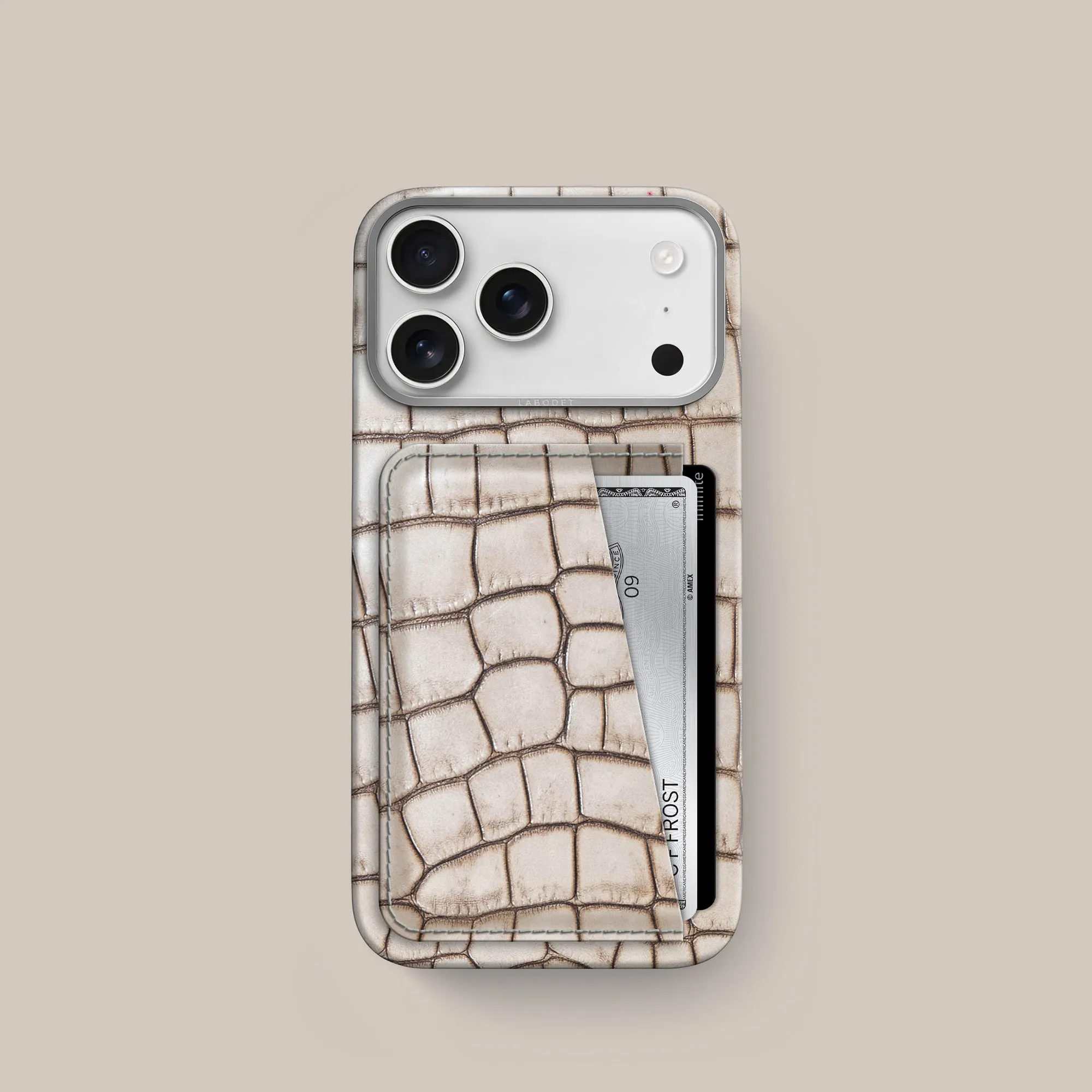 Double Card Case 1/1 Cafe Creme For iPhone 17 Pro In Alligator Protective Quality