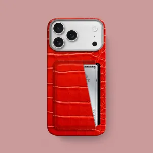 Creative Style Rugged Protection Double Card Case Deep Coral For iPhone 17 Pro Max In Alligator
