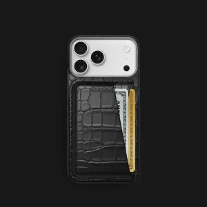 Travel Accessory Fashion Statement Double Card Case Edition Black For iPhone 17 Pro In Alligator