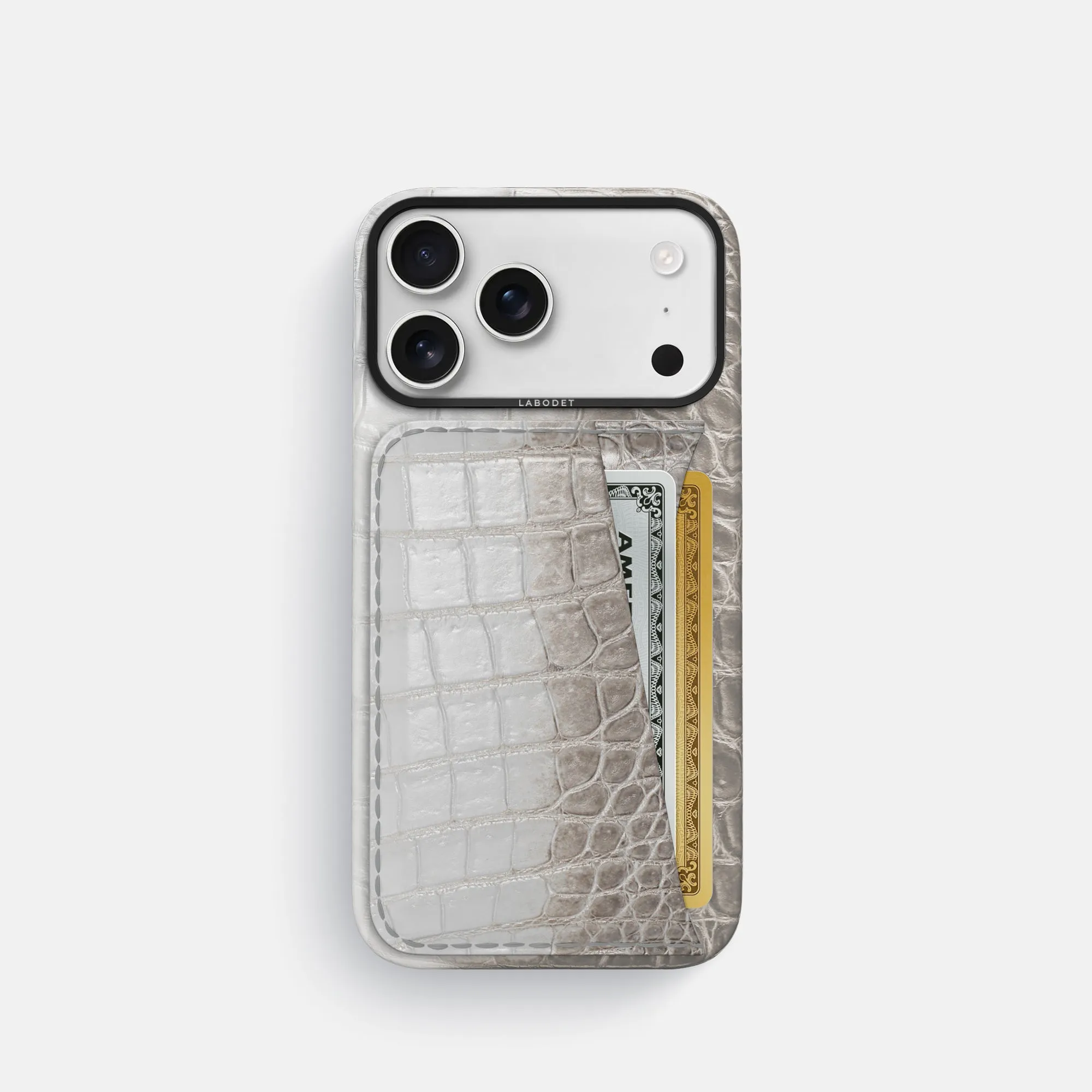 Minimal Feel Double Card Case For iPhone 17 Pro In Himalayan Crocodile