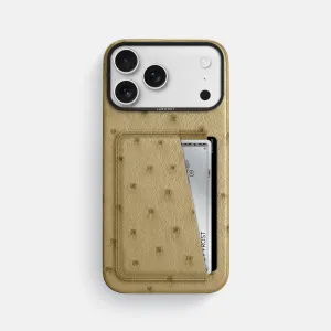 Double Card Case For iPhone 17 Pro Max In Ostrich Hybrid Grip Finish