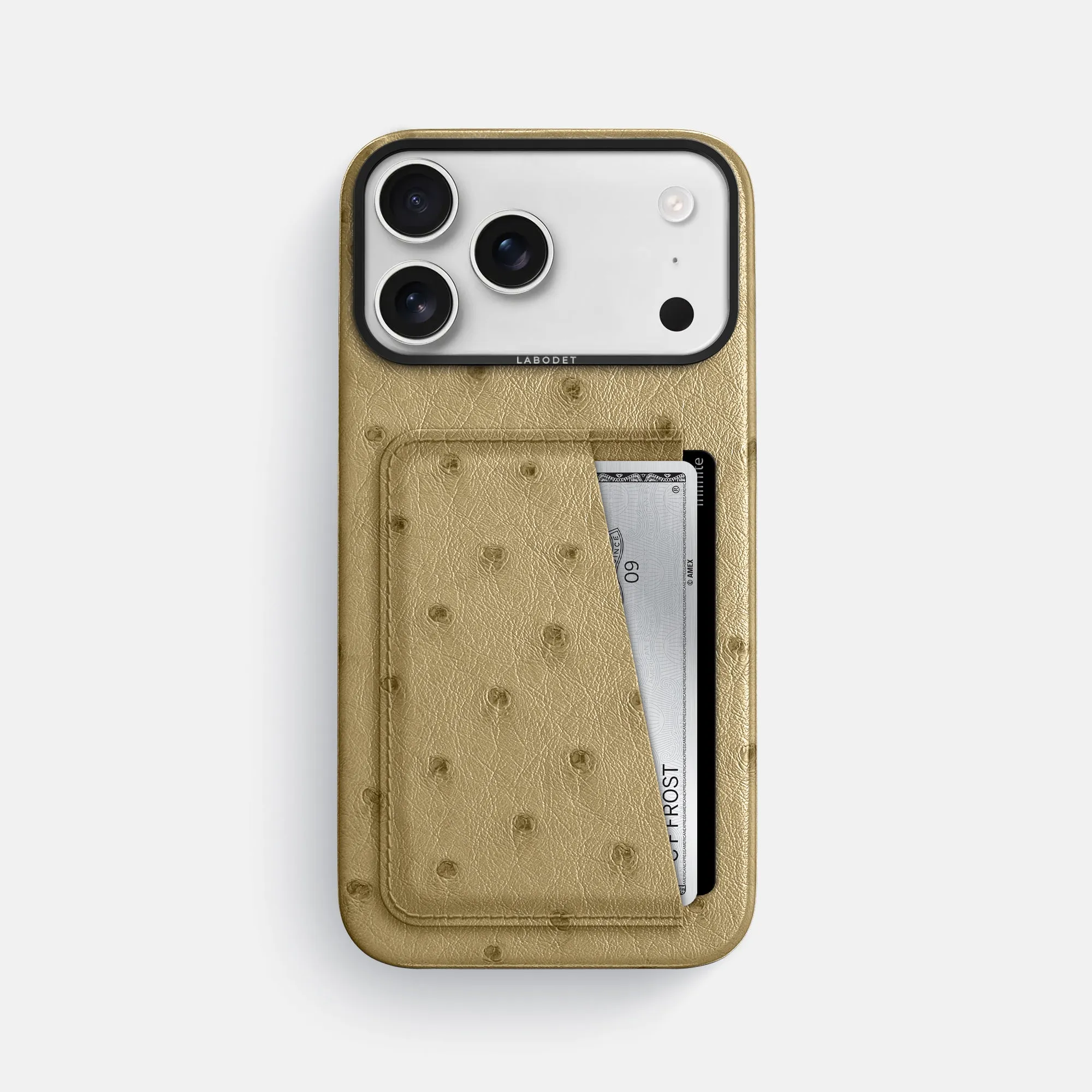 Double Card Case For iPhone 17 Pro Max In Ostrich Hybrid Grip Finish