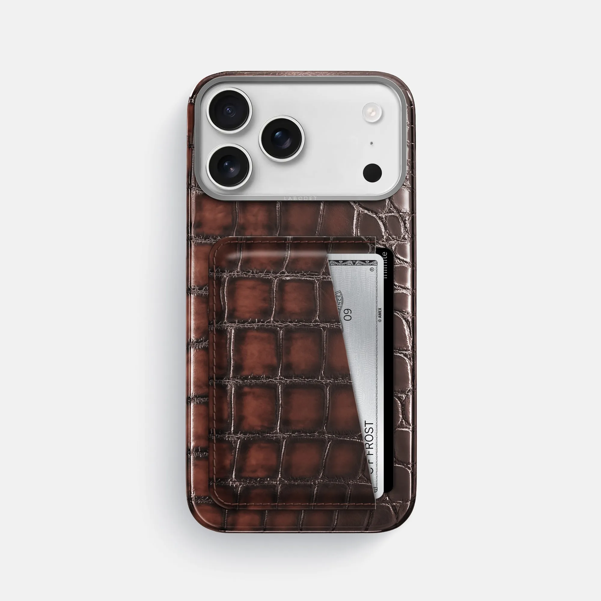 Strong Frame Double Card Case For iPhone 17 Pro Max In Patina Alligator