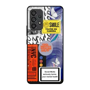 Protective Pattern Texture Light Frame Smile for Camera Glass Case for Samsung Galaxy A53 5G