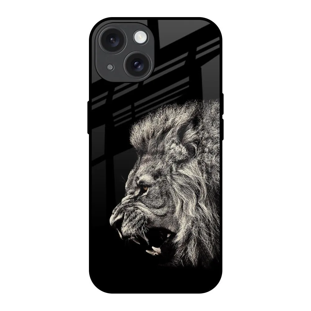 Comfort Style Portable Layer Brave Lion Glass Case for iPhone 15