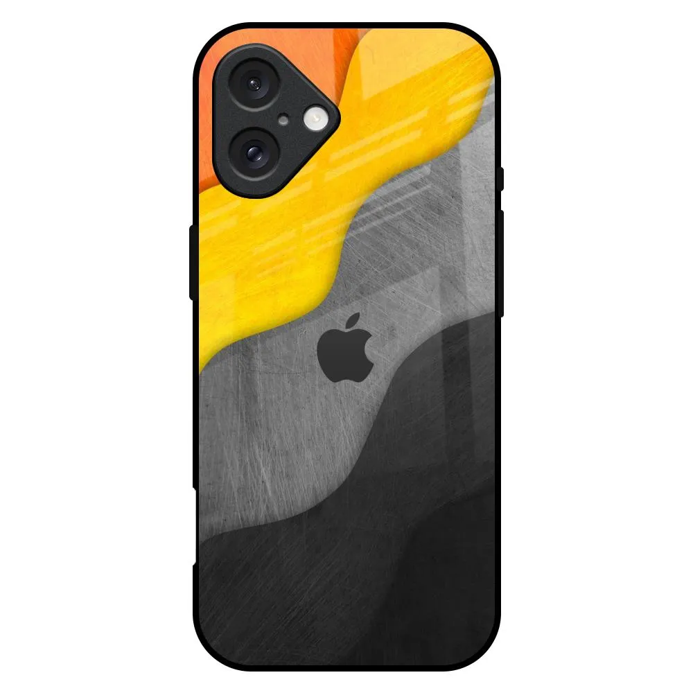 Dusty Color Waves Glass Case for iPhone 16 Plus Modern Aesthetic TPU Material