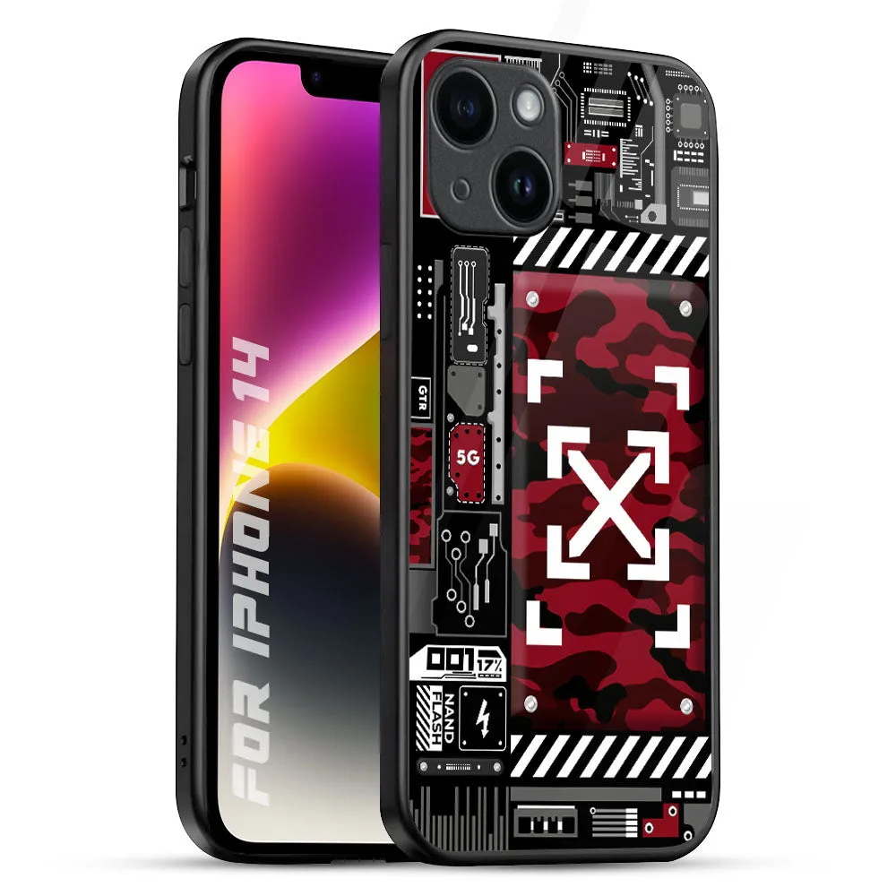 Water shield Modern Surface Design Technology Art Glass Case for iPhone 14