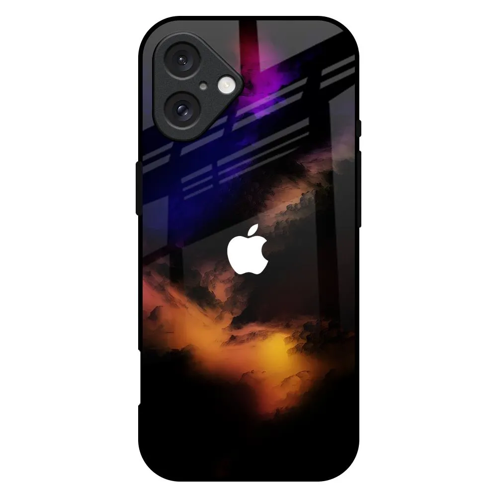 Creative Texture Danger Galaxy Glass Case for iPhone 16 Plus