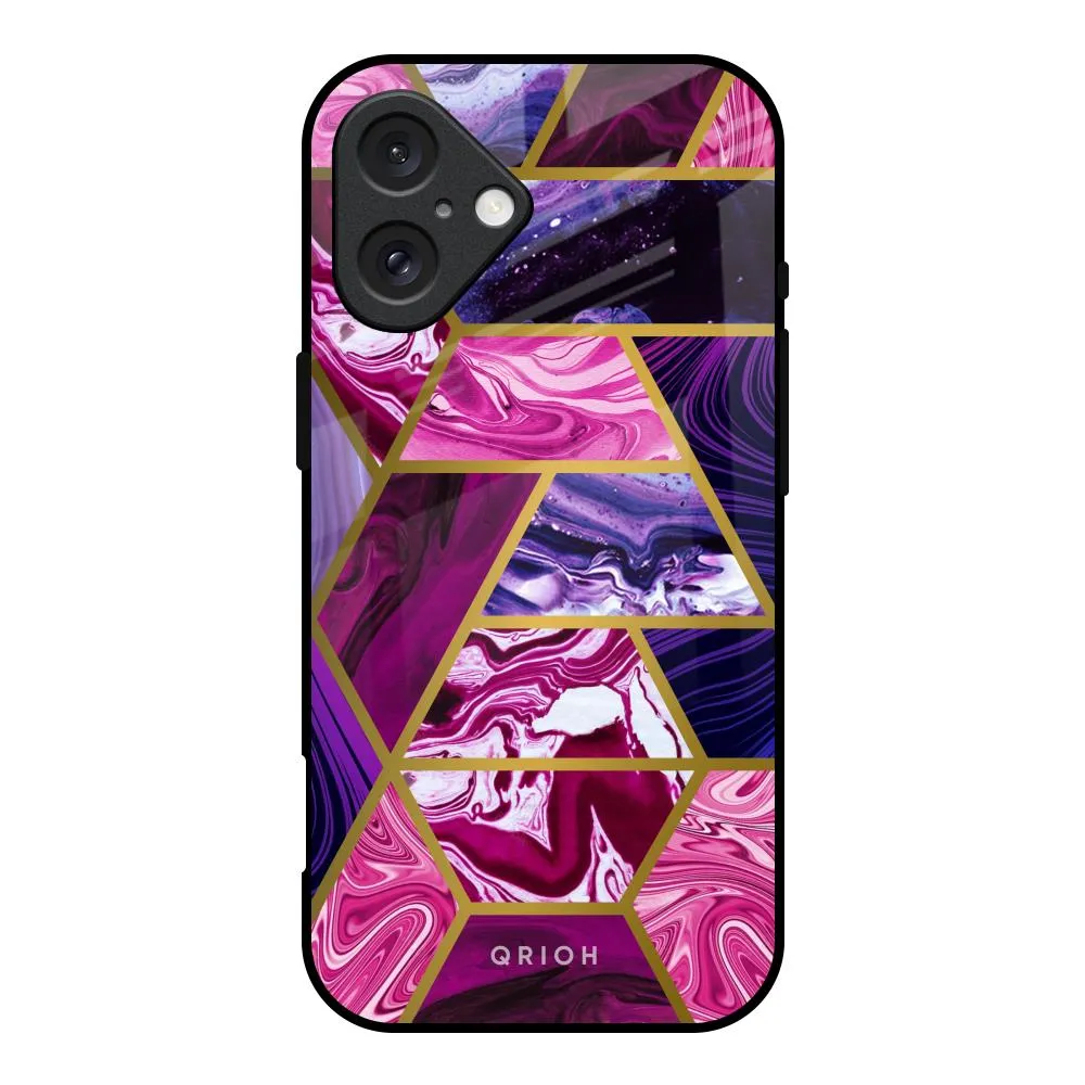 Electroplated Geometric Marble Glass Case for iPhone 16 Shock Absorption Layer Rugged Edge Texture