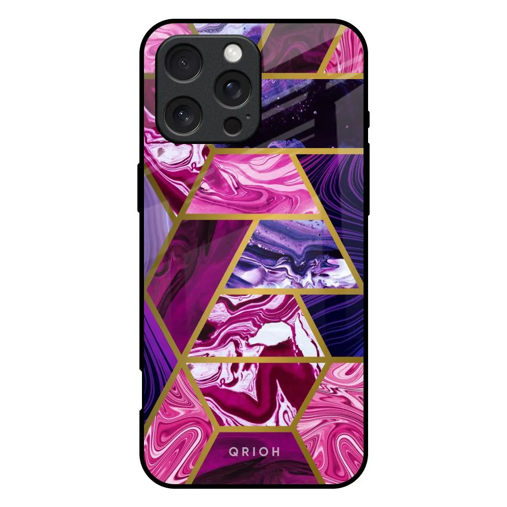 Stylish Aesthetic Classic Texture Electroplated Geometric Marble Glass Case for iPhone 16 Pro Max