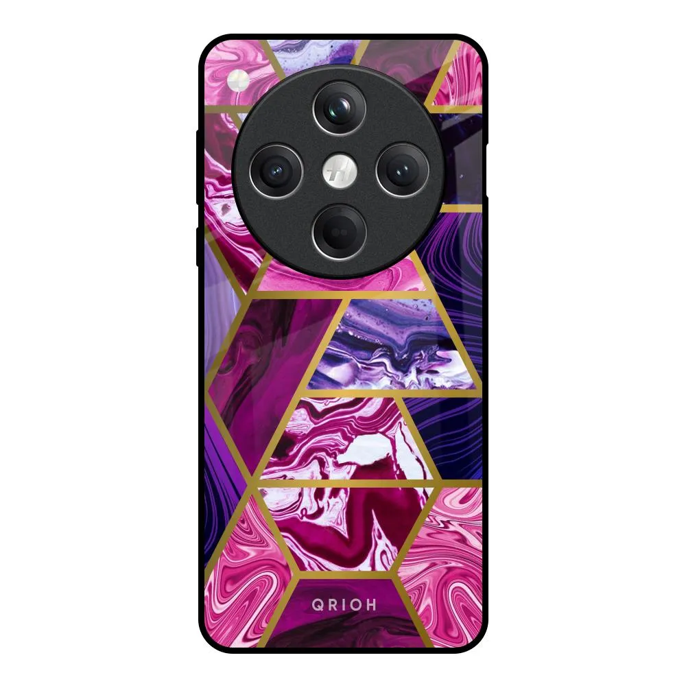 Electroplated Geometric Marble Glass Case for Oppo Find X8 5G Durable Grip Soft Touch