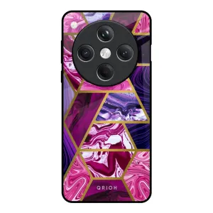 Electroplated Geometric Marble Glass Case for Oppo Find X8 5G Durable Grip Soft Touch