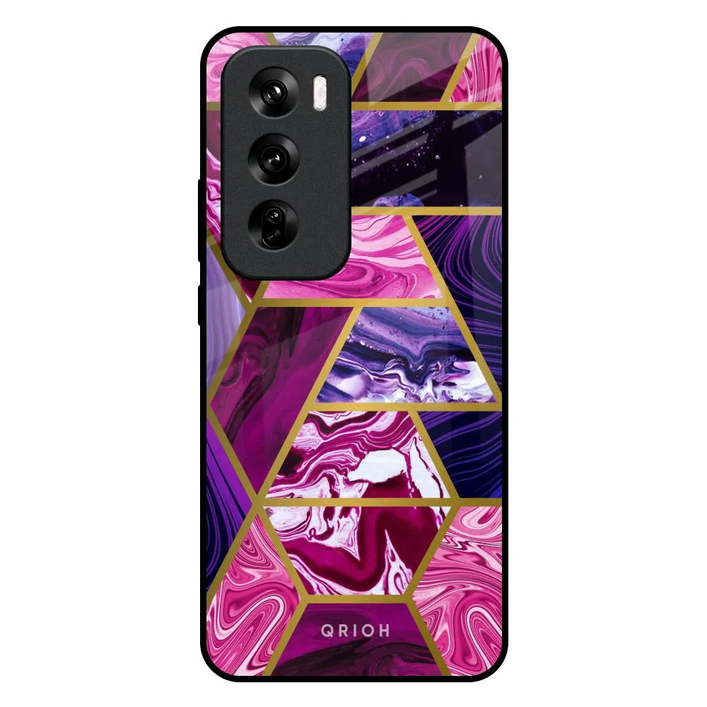Electroplated Geometric Marble Glass Case for Oppo Reno 12 Pro 5G Professional Style Modern Texture
