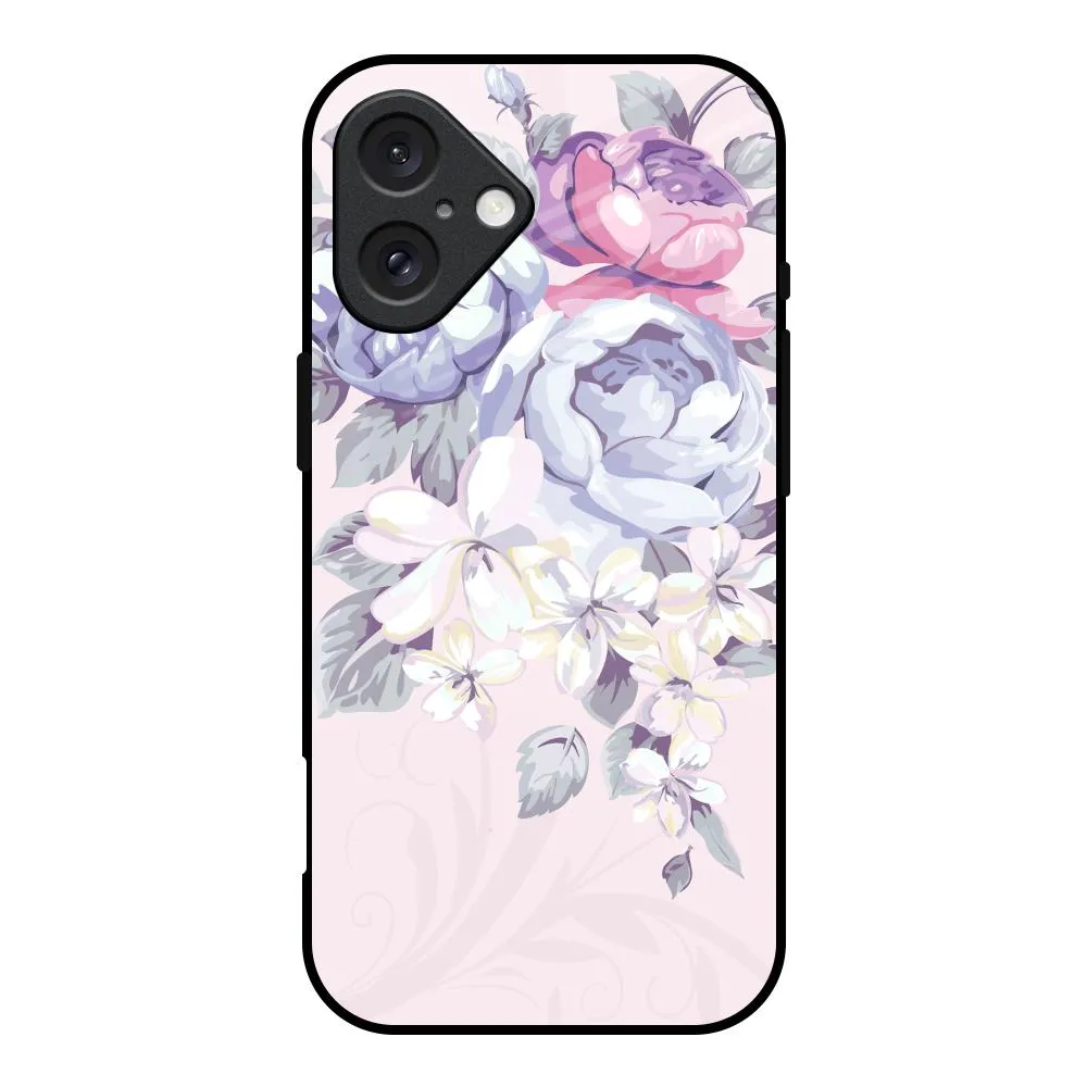 Vivid Texture Soft Cushion Elegant Floral Glass Case for iPhone 16