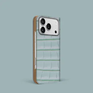 Folio Case Mint Gum For iPhone 17 Pro In Alligator Marble Texture Minimal Look