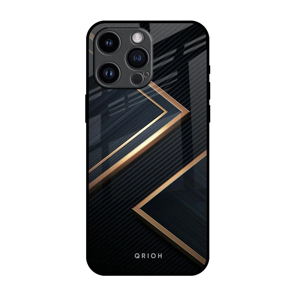 Sleek Golden & Navy Glass Case for iPhone 14 Pro Max Clear Texture Protective Finish