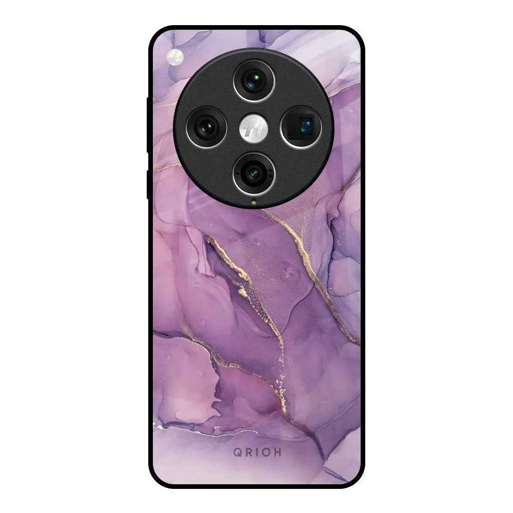 Purple Gold Marble Glass Case for Oppo Find x8 Pro Elegant Pattern Design