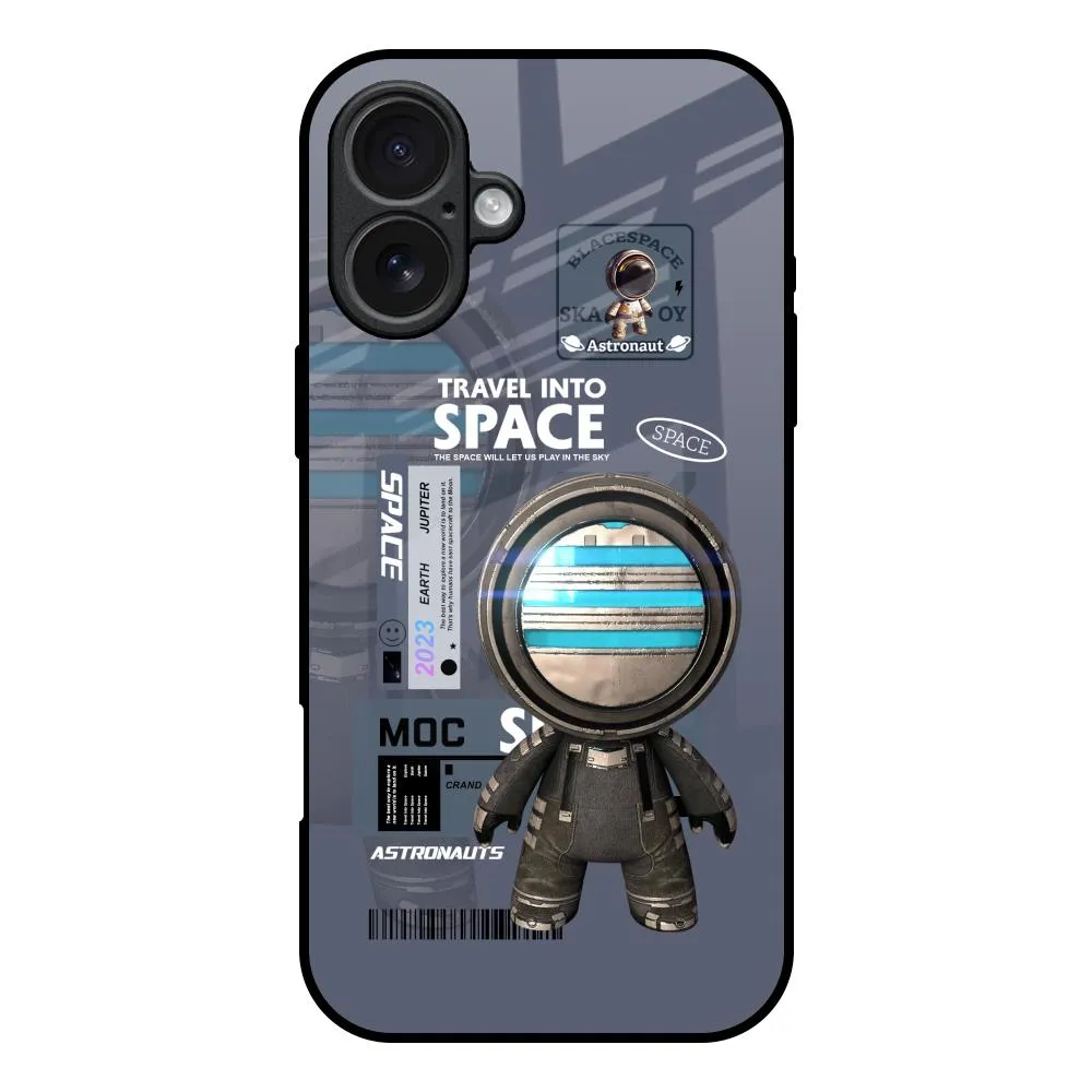 Protective Lining Stylish grip Space Travel Glass Case for iPhone 17