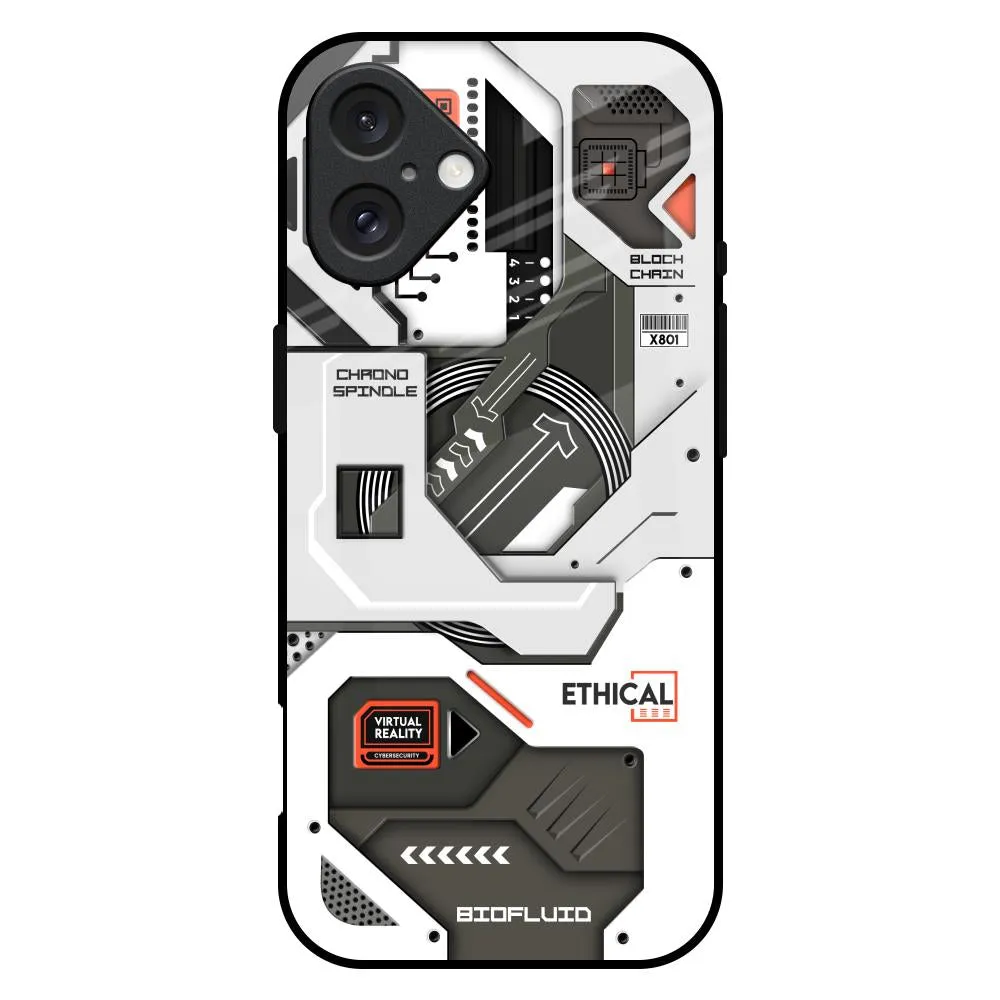 Protective Shell Design Strong Corners Explore Circuit Glass Case for iPhone 16 Plus