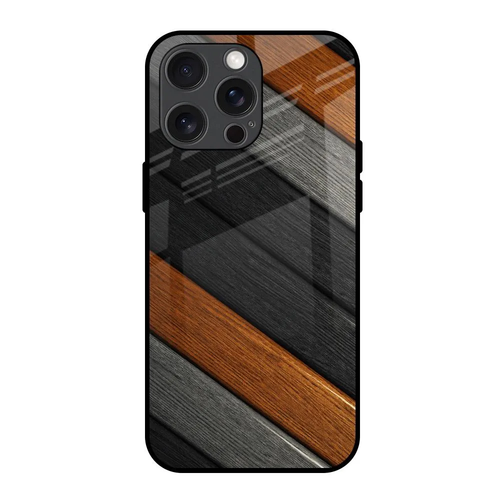 Tri Color Wood Glass Case for iPhone 15 Pro Max Luxury Grip