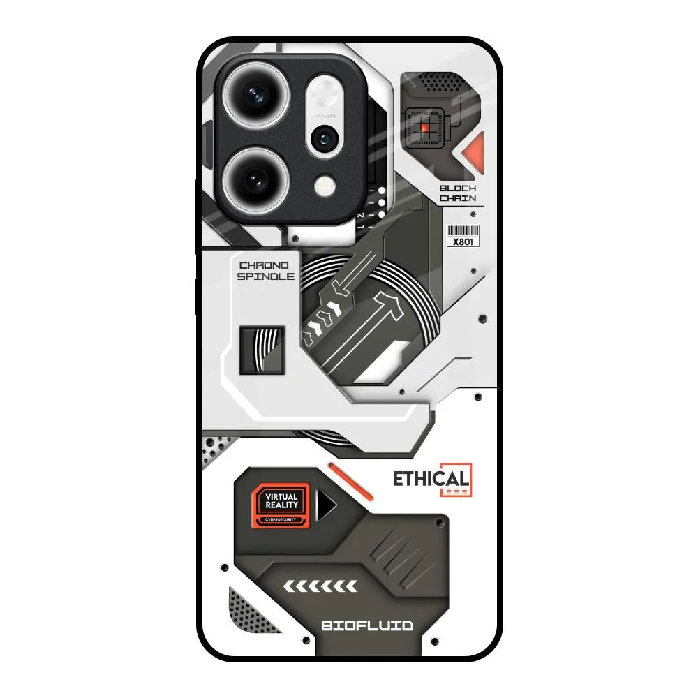 Flexible Edge Texture Colorful Accent Explore Circuit Glass Case for Oppo Reno14 5G