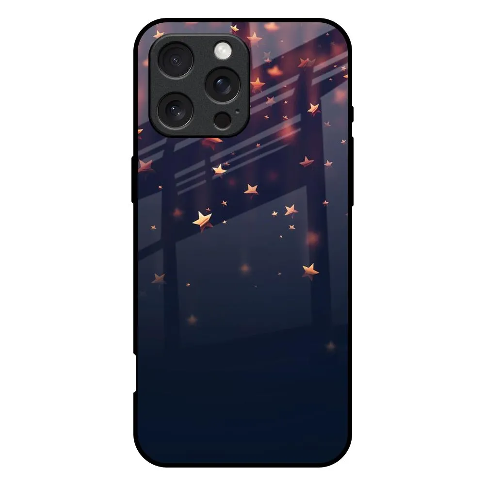 Falling Stars Glass Case For iPhone 16 Pro Max Vibrant pattern