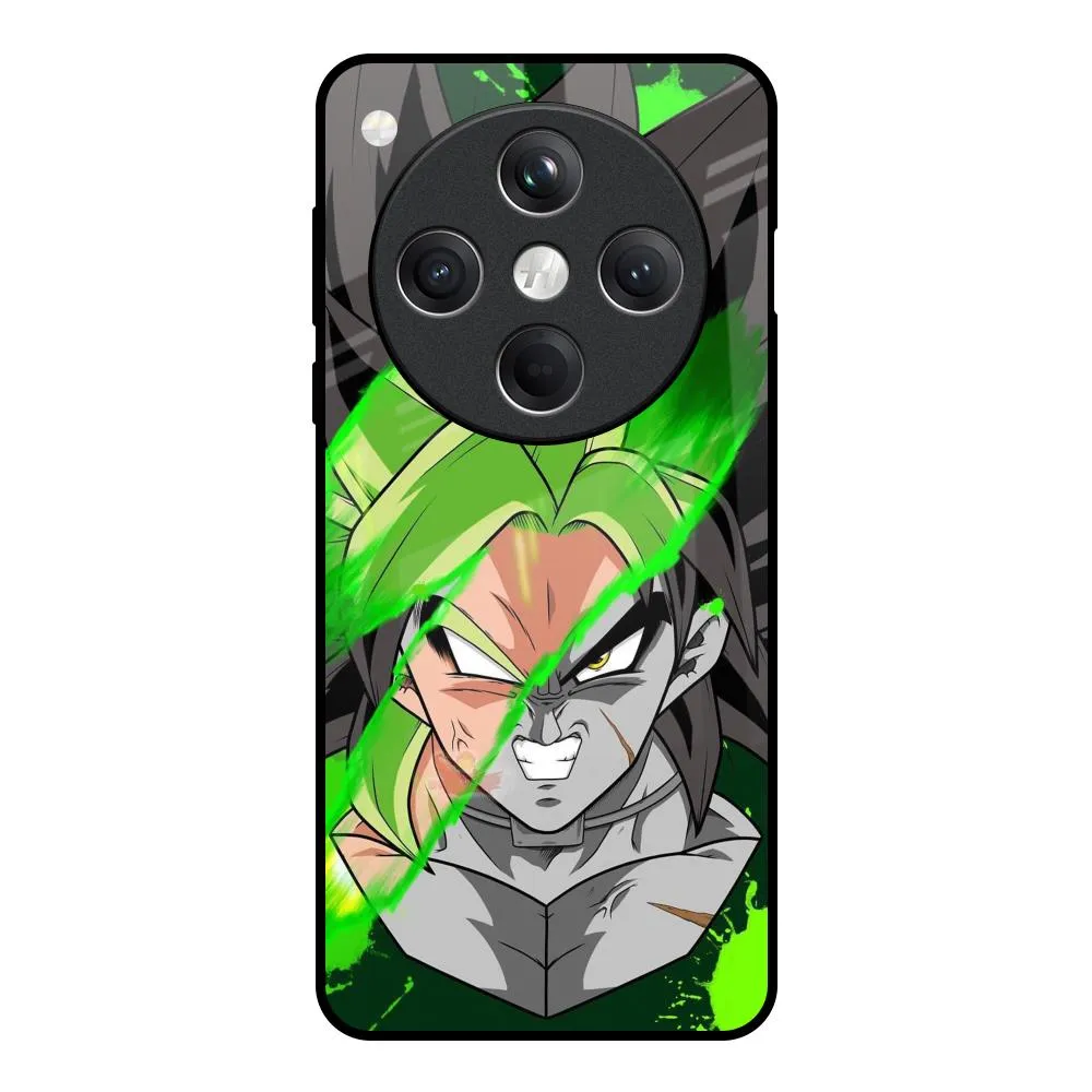 Minimal Texture Layer Soft Edge Detail Anime Green Splash Glass Case for Oppo Find X8 5G