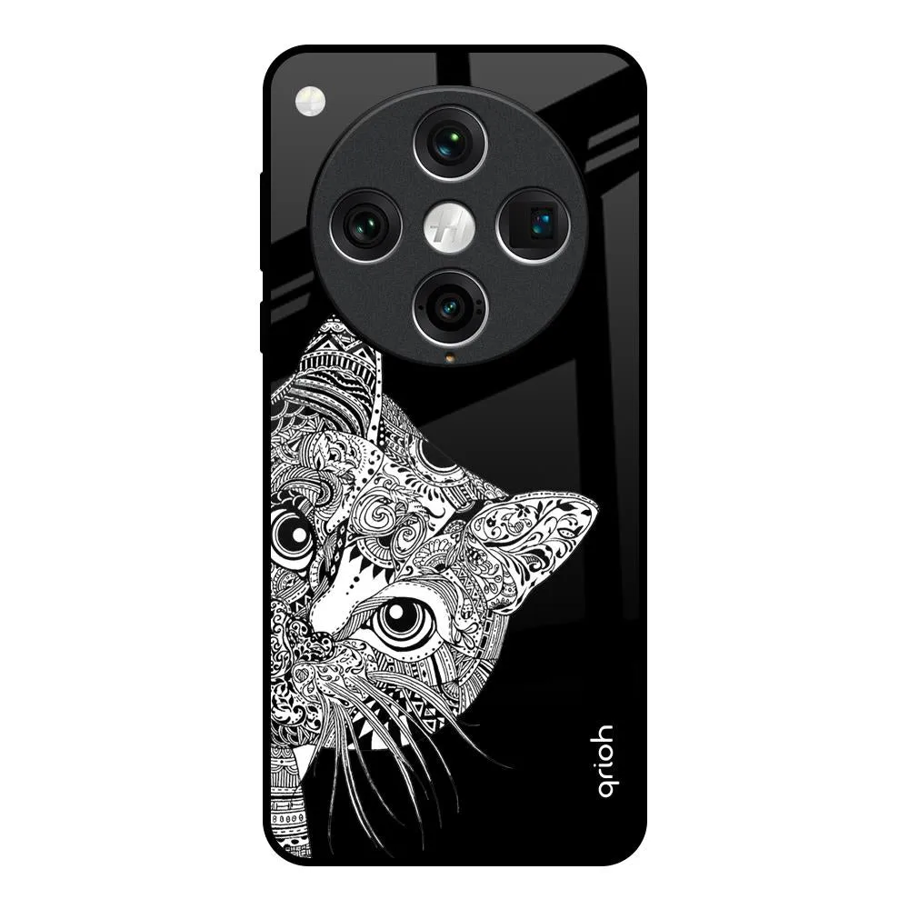 Kitten Mandala Glass Case for Oppo Find x8 Pro Lightweight Grip Subtle design