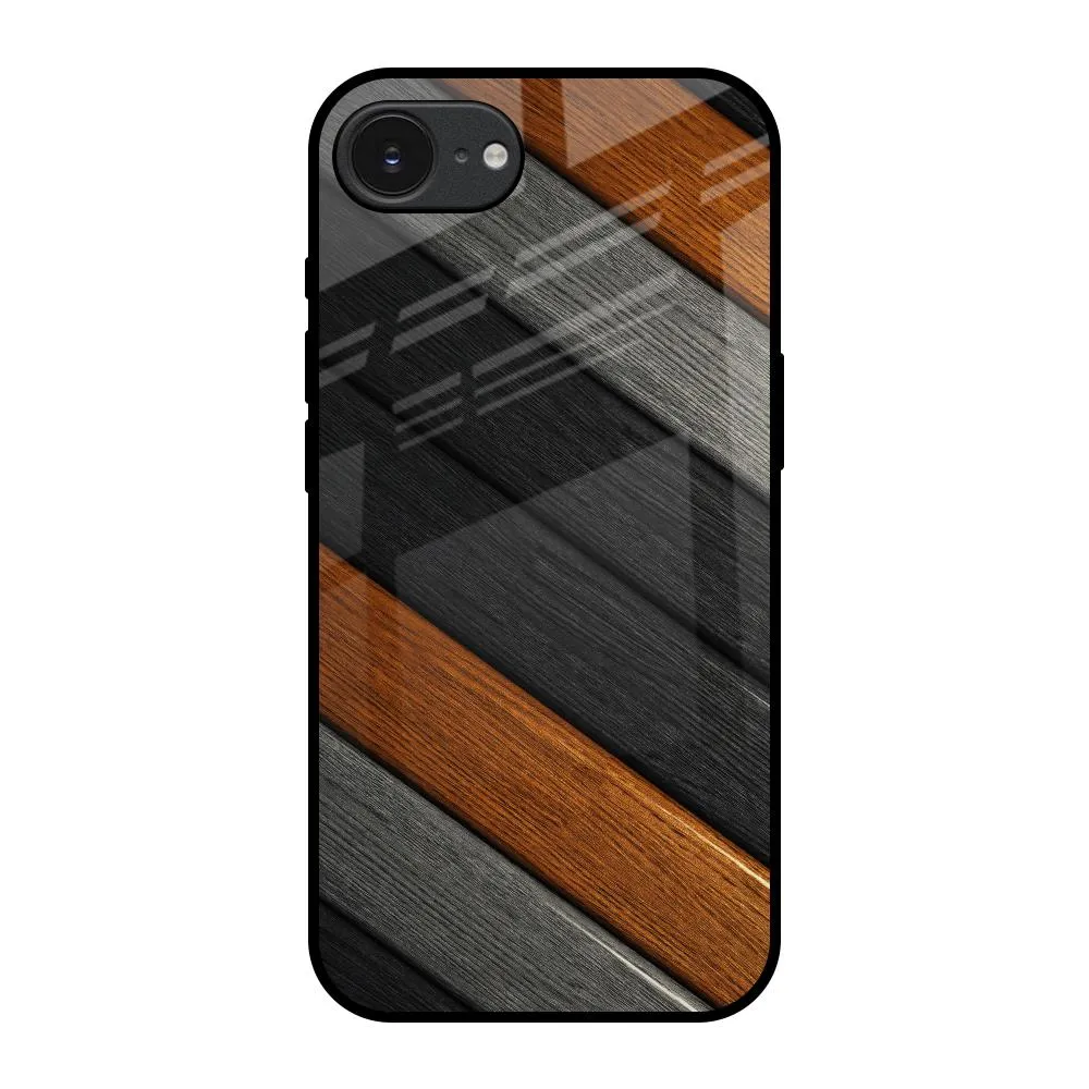 Stylish Layer Texture Tri Color Wood Glass Case for Apple iPhone 16e
