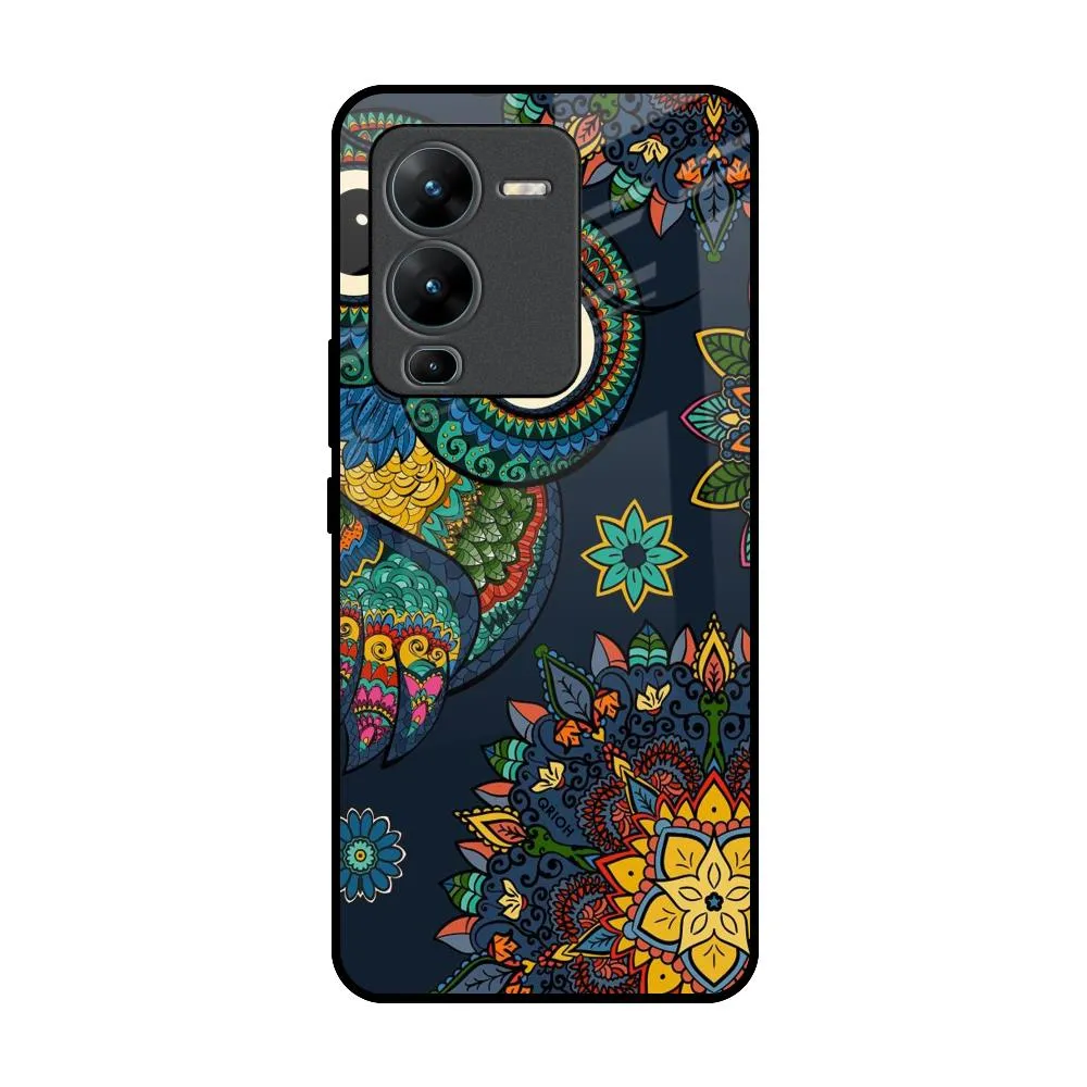 Owl Art Glass Case for Vivo V25 Pro Protective Design Layer Smooth Shield