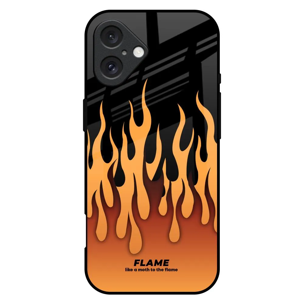 Stylish Form Fire Flame Glass Case for iPhone 16 Plus