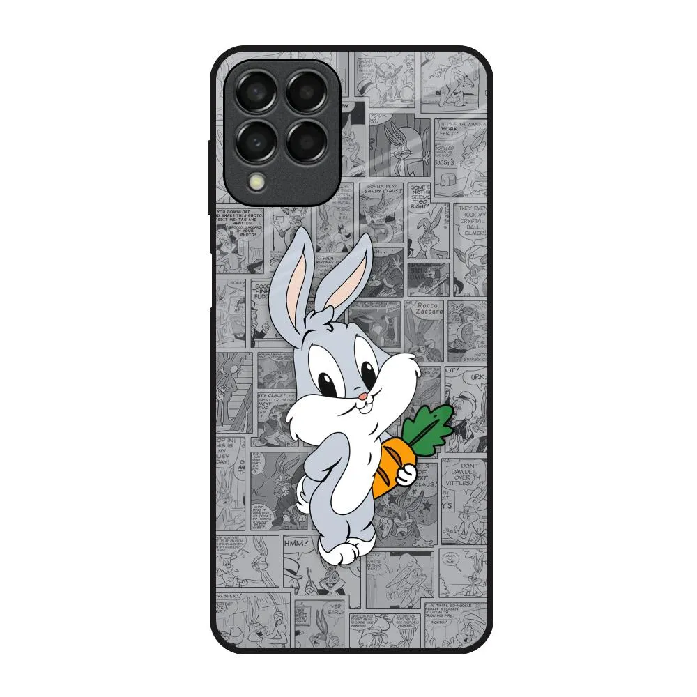 Cute Baby Bunny Glass Case for Samsung Galaxy M53 5G Rugged Finish