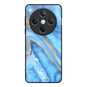 Stylish Layer Vibrant Blue Marble Glass Case for Oppo Find X8 5G