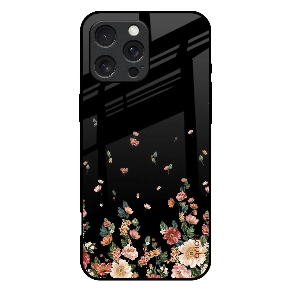 Matte Surface Floating Floral Print Glass Case for iPhone 16 Pro Max