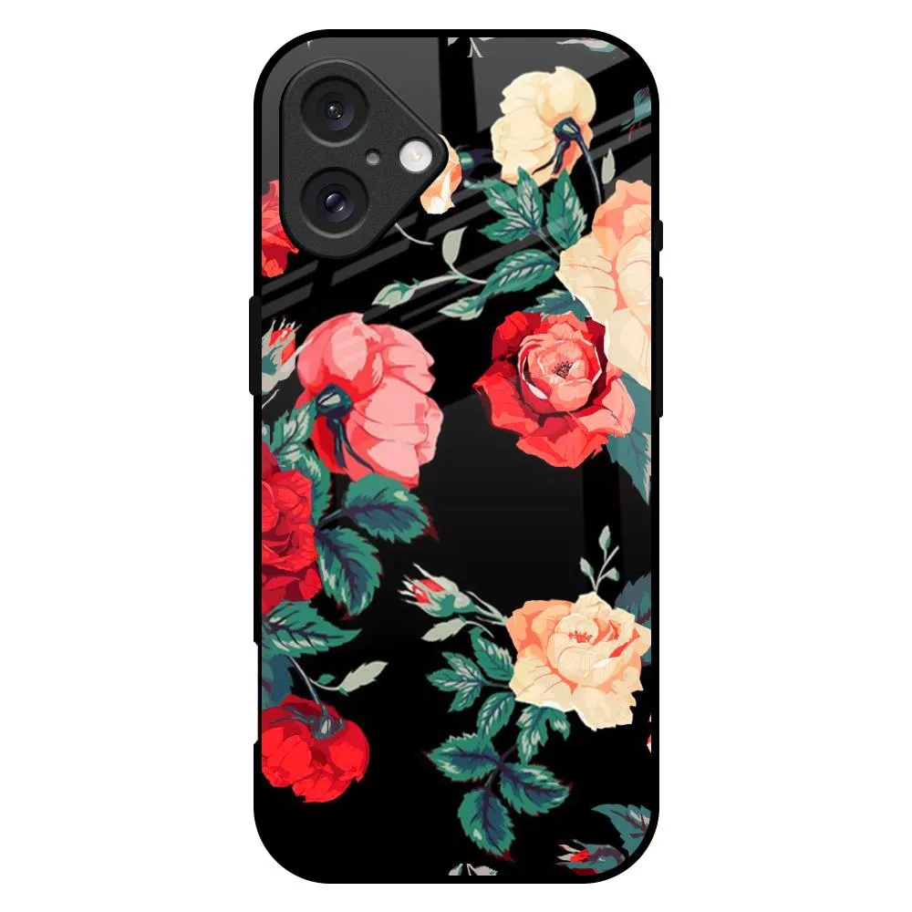 Trendy Texture Floral Bunch Glass Case For iPhone 16 Plus