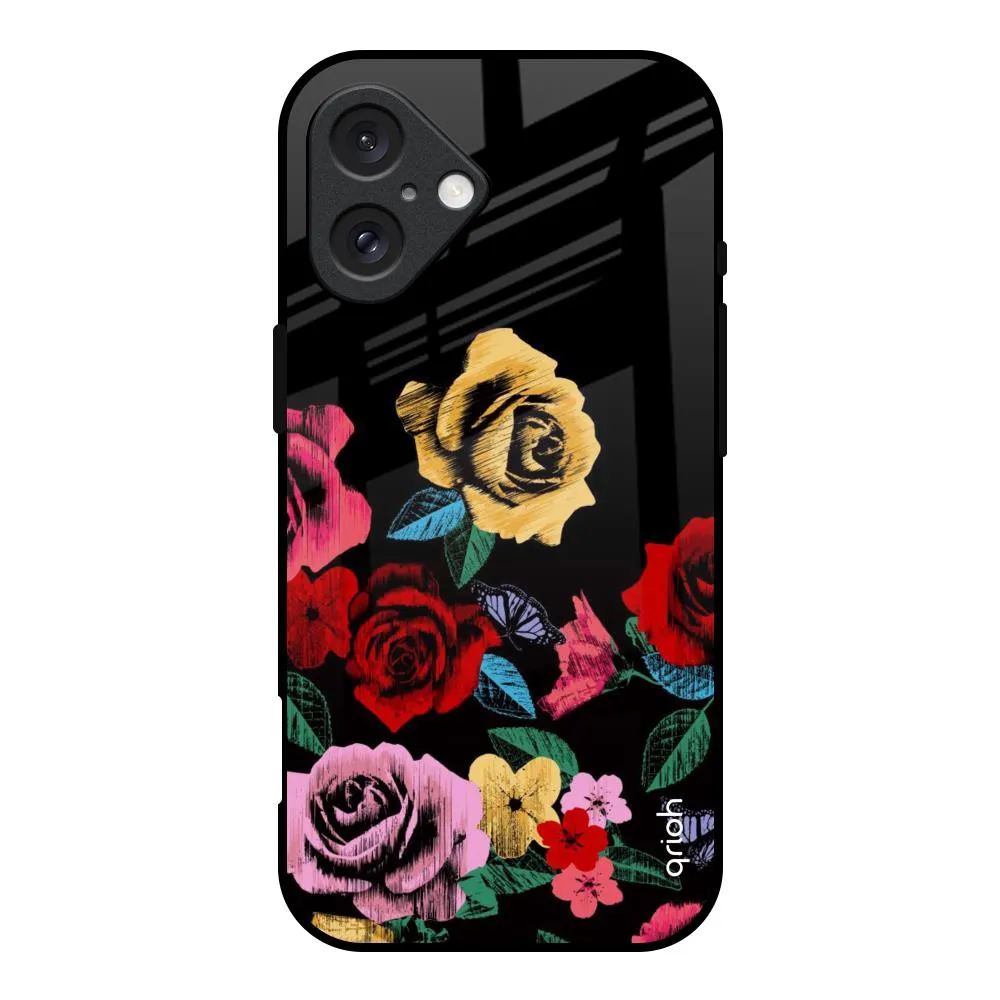 High End Look Floral Decorative Glass Case For iPhone 16