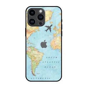 Stylish Finish Protective Corner Fly Around The World Glass Case for iPhone 14 Pro Max