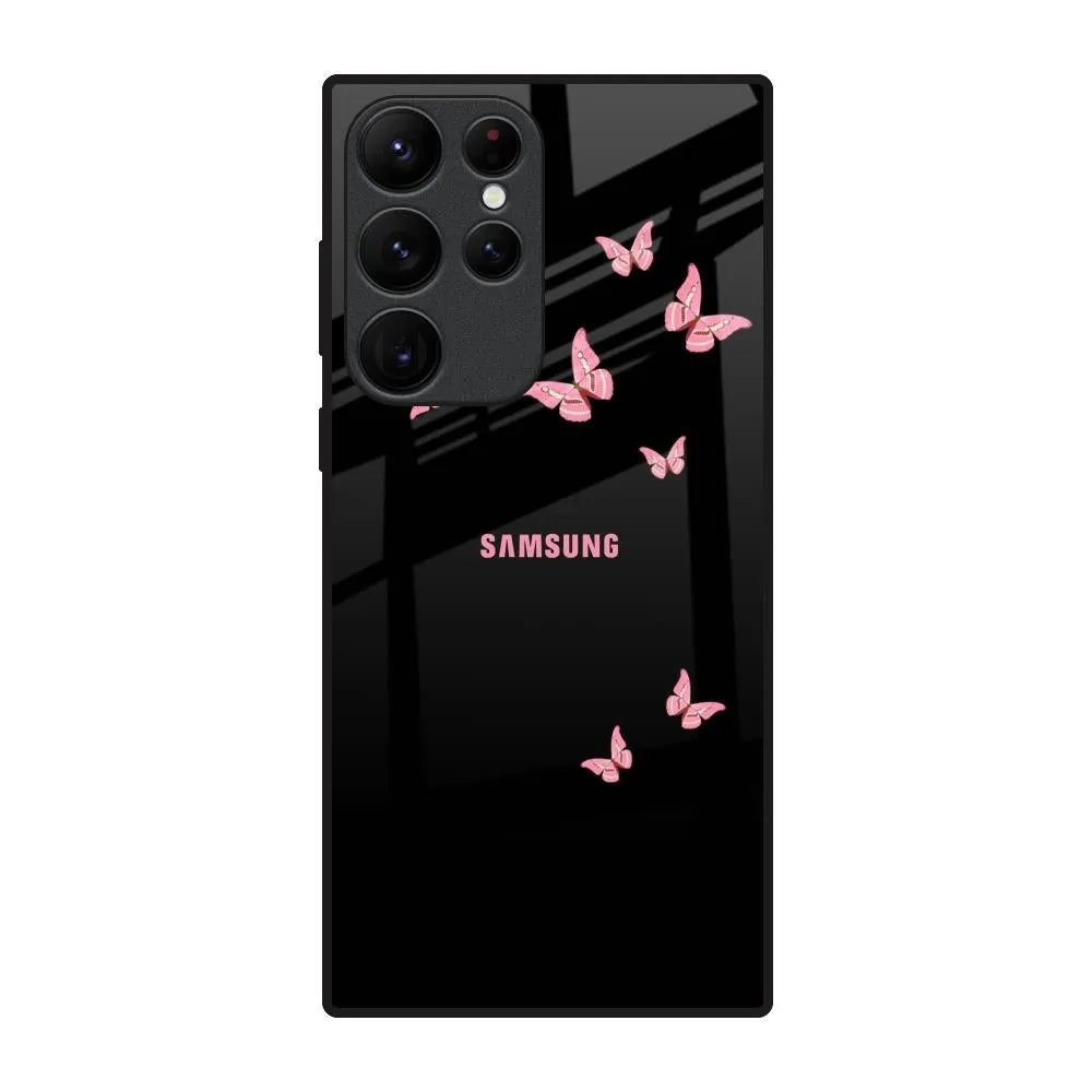Minimal Aesthetic Touch Fashion Statement Fly Butterfly Glass Case for Samsung Galaxy S22 Ultra 5G