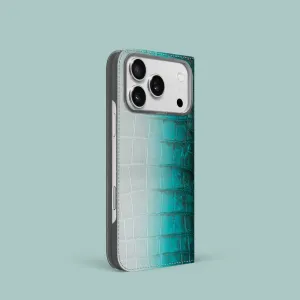 Classic Frame Folio Case 1/1 Turquoise For iPhone 17 Pro In Himalayan Crocodile