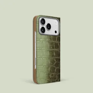 Folio Case Celadon Green For iPhone 17 Pro In Himalayan Crocodile Matte Guard Ergonomic Texture
