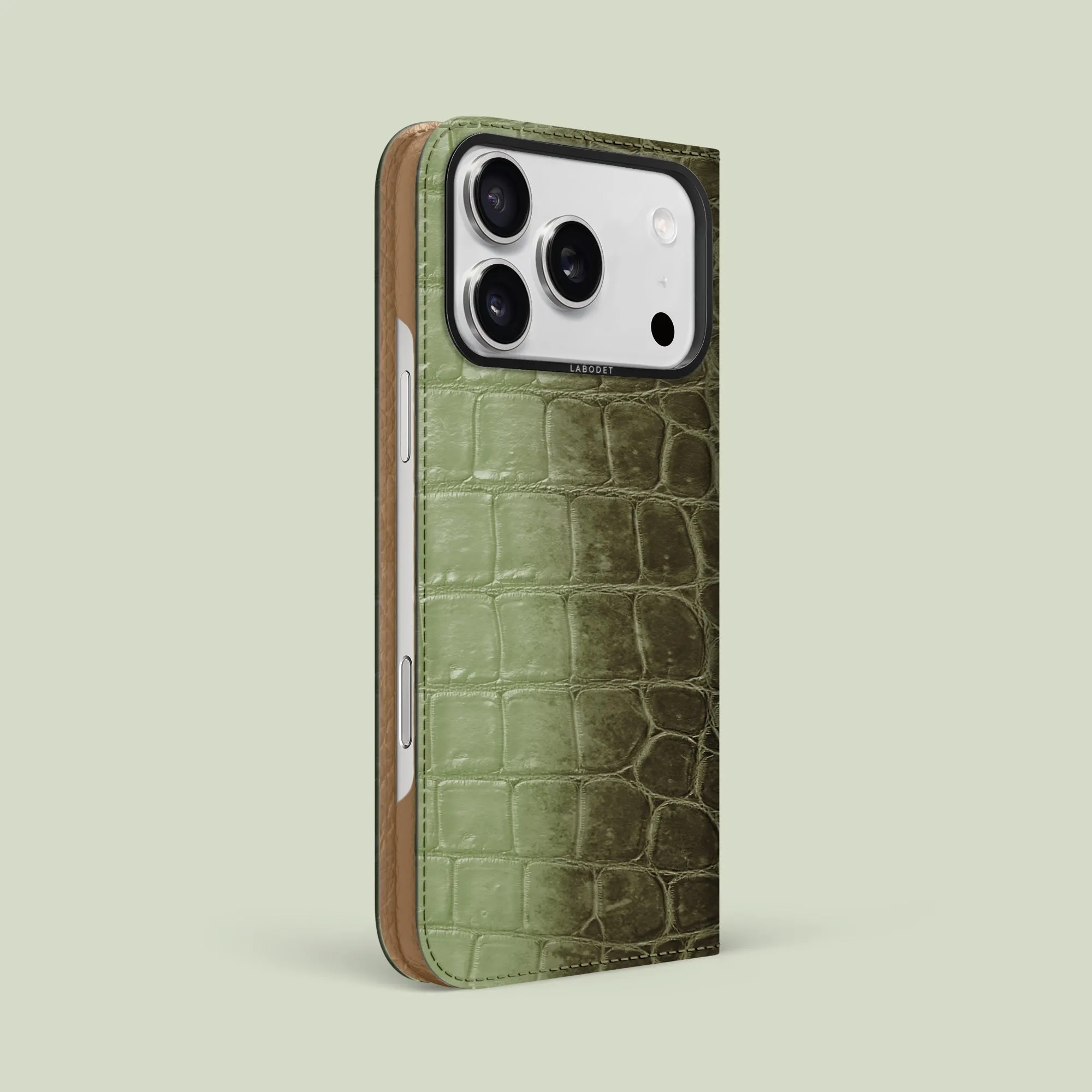 Folio Case Celadon Green For iPhone 17 Pro Max In Himalayan Crocodile Comfort Fit