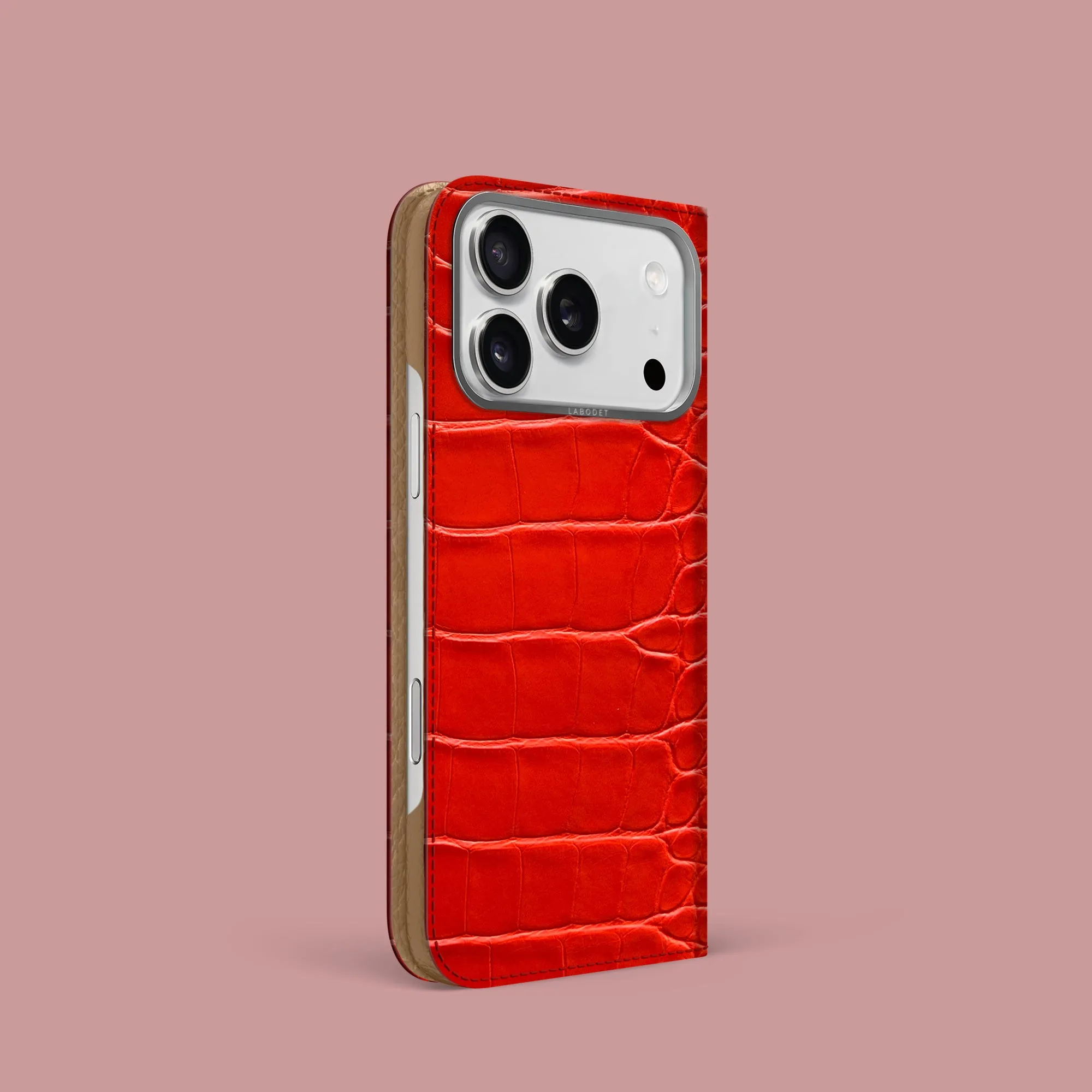 Protective Detail Folio Case Deep Coral For iPhone 17 Pro In Alligator