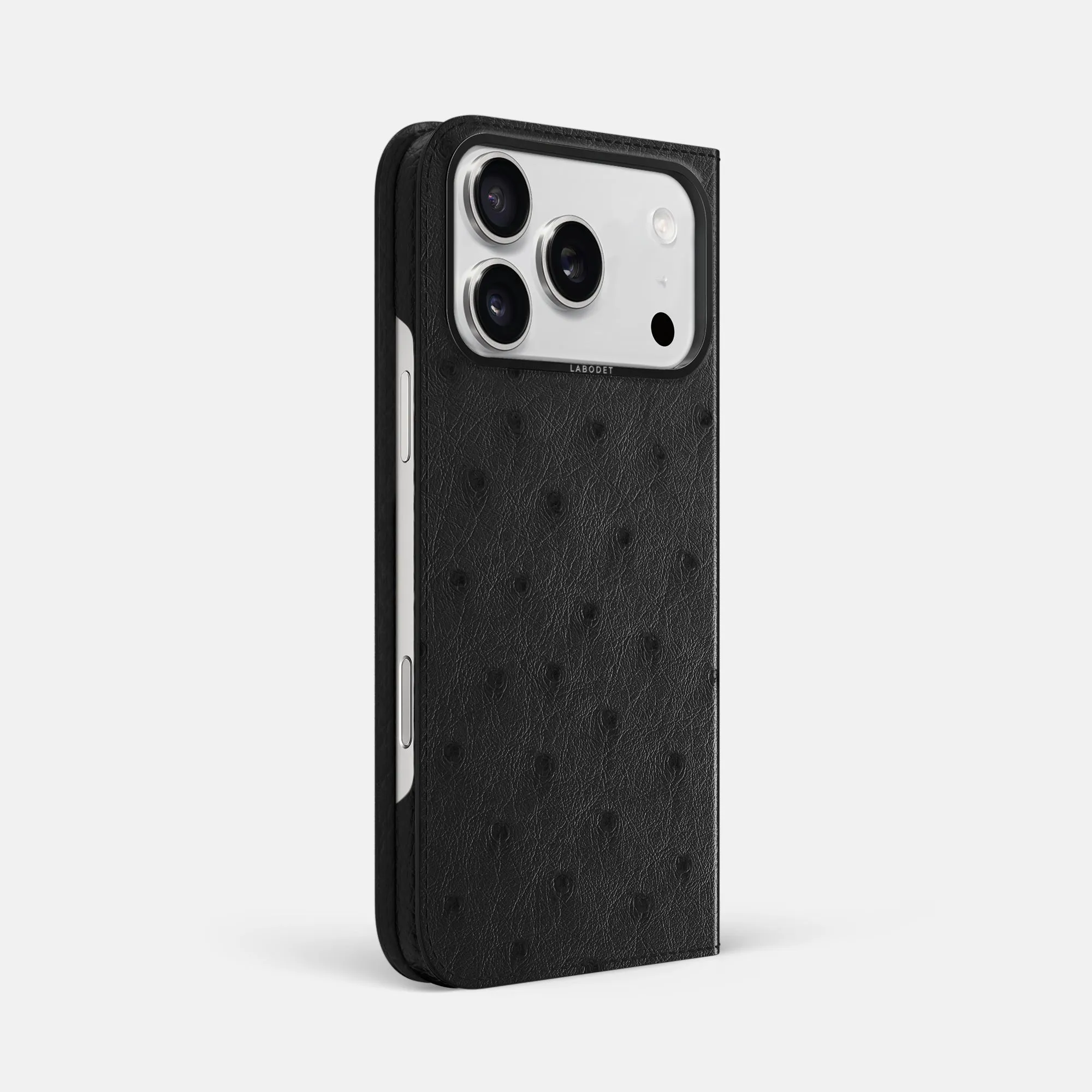 Modern Texture Minimal Grip Folio Case For iPhone 17 Pro Max In Ostrich