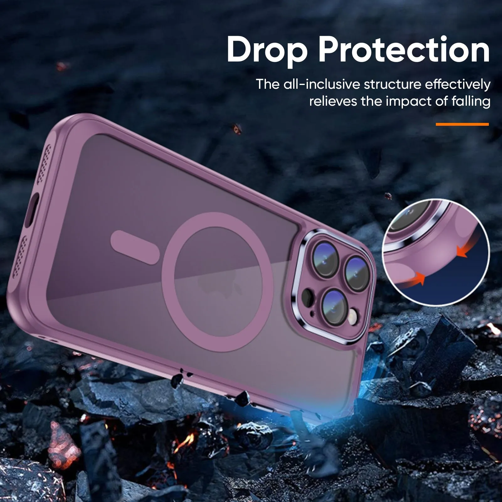 Lavender Magsafe Hybrid Back Cover for iPhone Shockproof Frame Versatile Design