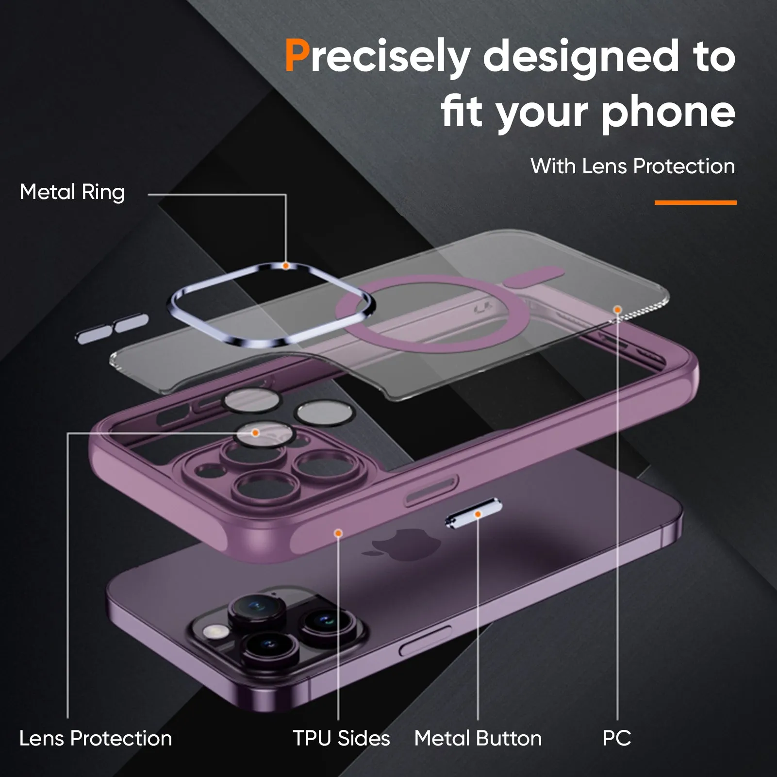 Subtle Touch Stylish Layer Lavender Magsafe Hybrid Back Cover for iPhone