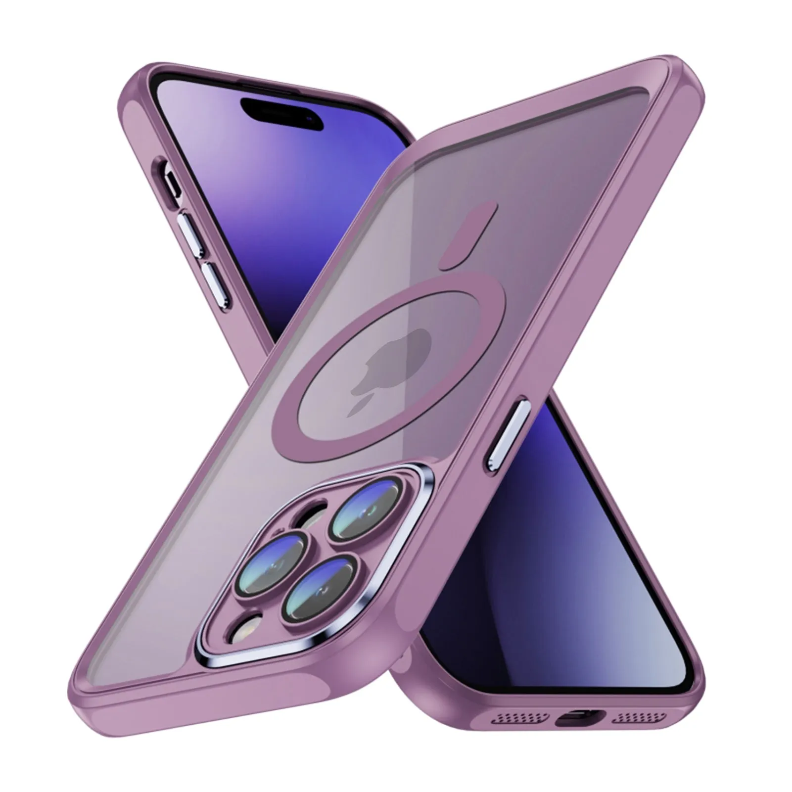 Enhanced Durability anti fingerprint Lavender Magsafe Hybrid Back Cover for iPhone