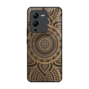 Gloss Finish Luxury Mandala Glass Case for Vivo V25 Pro