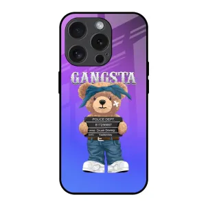 Flexible Pattern Layer Gangsta Bear Glass Case for iPhone 15 Pro