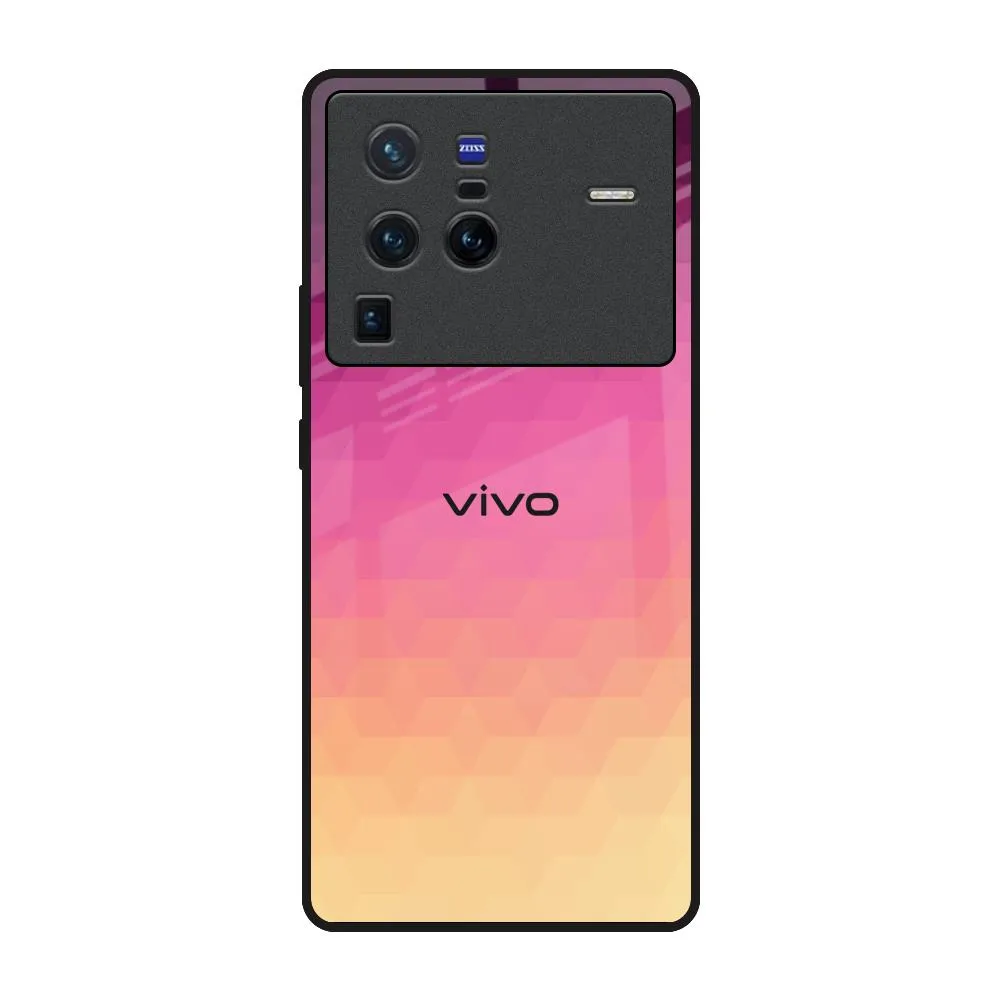 Geometric Pink Diamond Glass Case for Vivo X80 Pro 5G Soft Surface Design Matte Texture