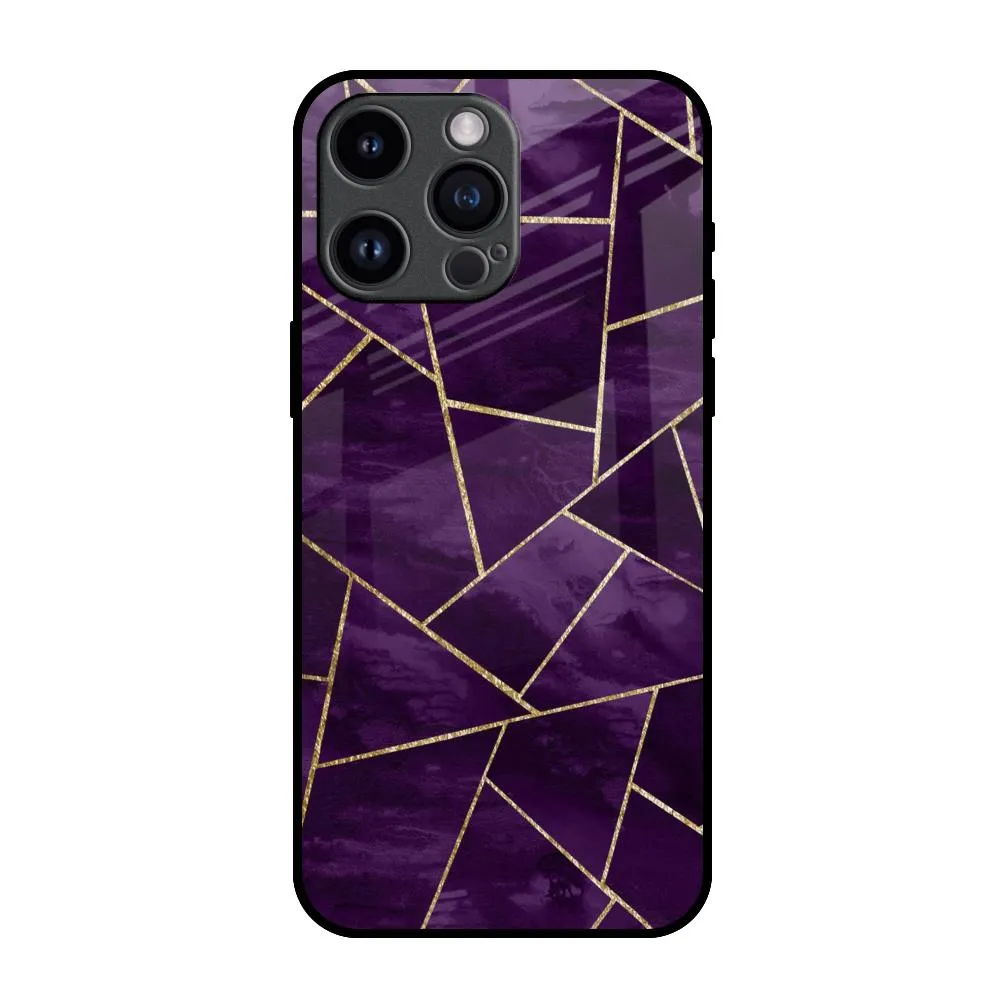 Classic Design elegant design Geometric Purple Glass Case For iPhone 14 Pro Max